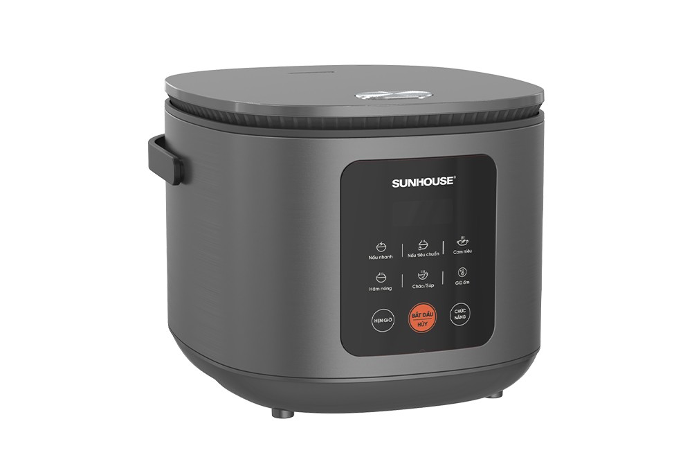 Nồi cơm điện tử 1.5L Sunhouse SHD8825 - 700W, 6 chức năng, Hẹn giờ nấu 24h, Chống dính Daikin 2 lớp, Lòng nồi 1.2mm - Hàng chính hãng