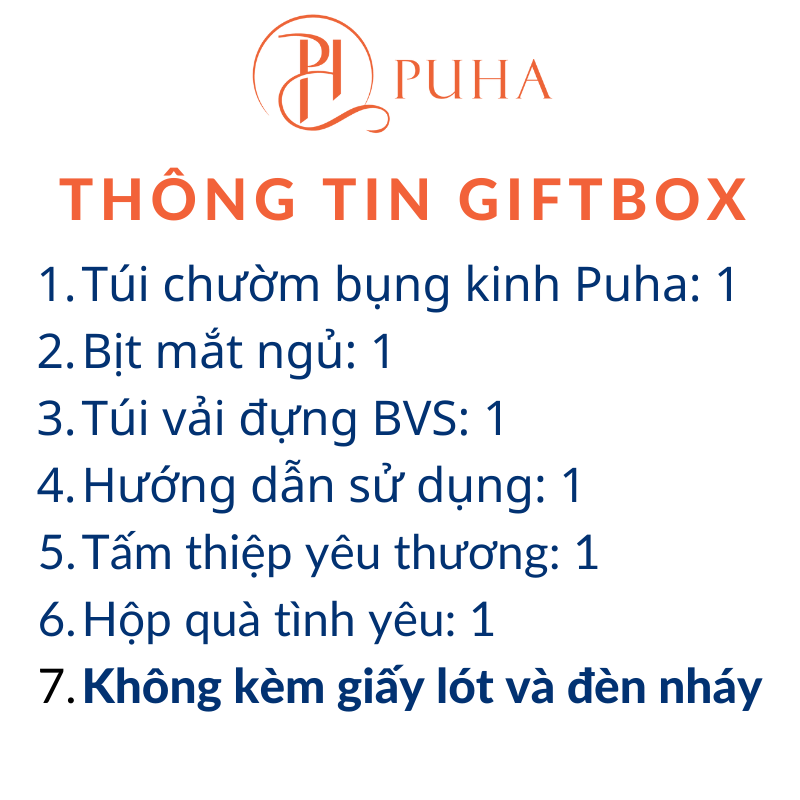 Combo Túi chườm nóng đau bụng kinh PUHA gồm túi chườm nóng, bịt mắt ngủ và túi vải mini dễ thương. món quà ý nghĩa tặng bạn gái, tặng bạn thân