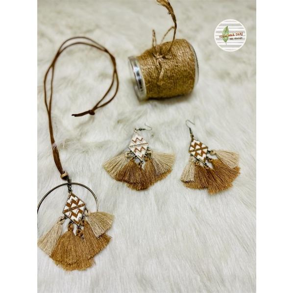 Combo dây chuyền + bông tai tua rua Tiệm nhà Sakj
