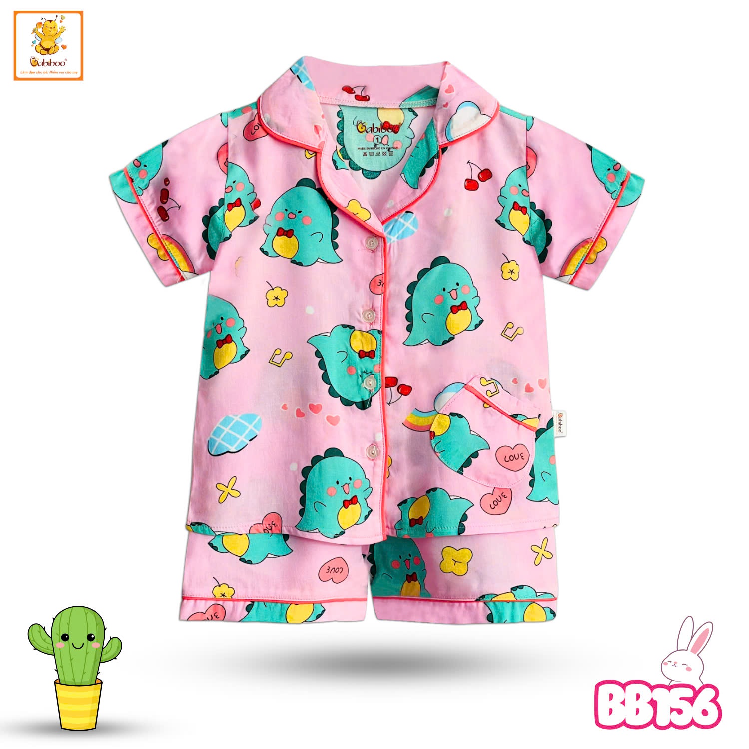 Pijama bé gái Babiboo bộ ngủ bé gái vải tole 2 da mịn màng, thoáng khí , họa tiết dễ thương BB156