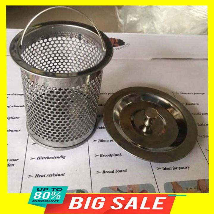 Bộ lọc rác inox kèm nắp chặn nước bồn rửa bát