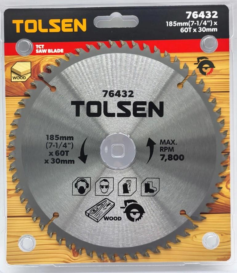 ĐĨA CẮT GỖ 185MM*60 RĂNG 76432 TOLSEN - HÀNG CHÍNH HÃNG