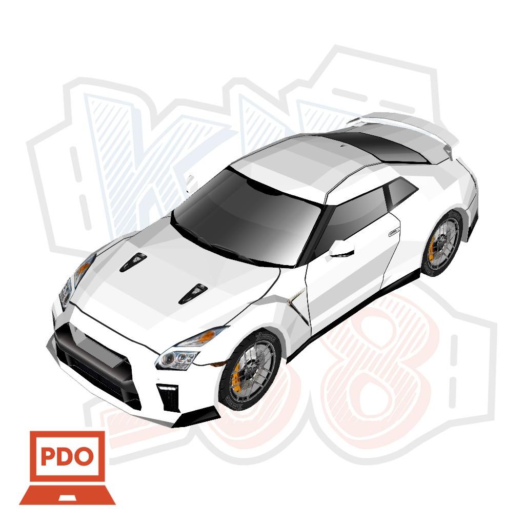 Mô hình giấy Xe Nissan GTR Trắng