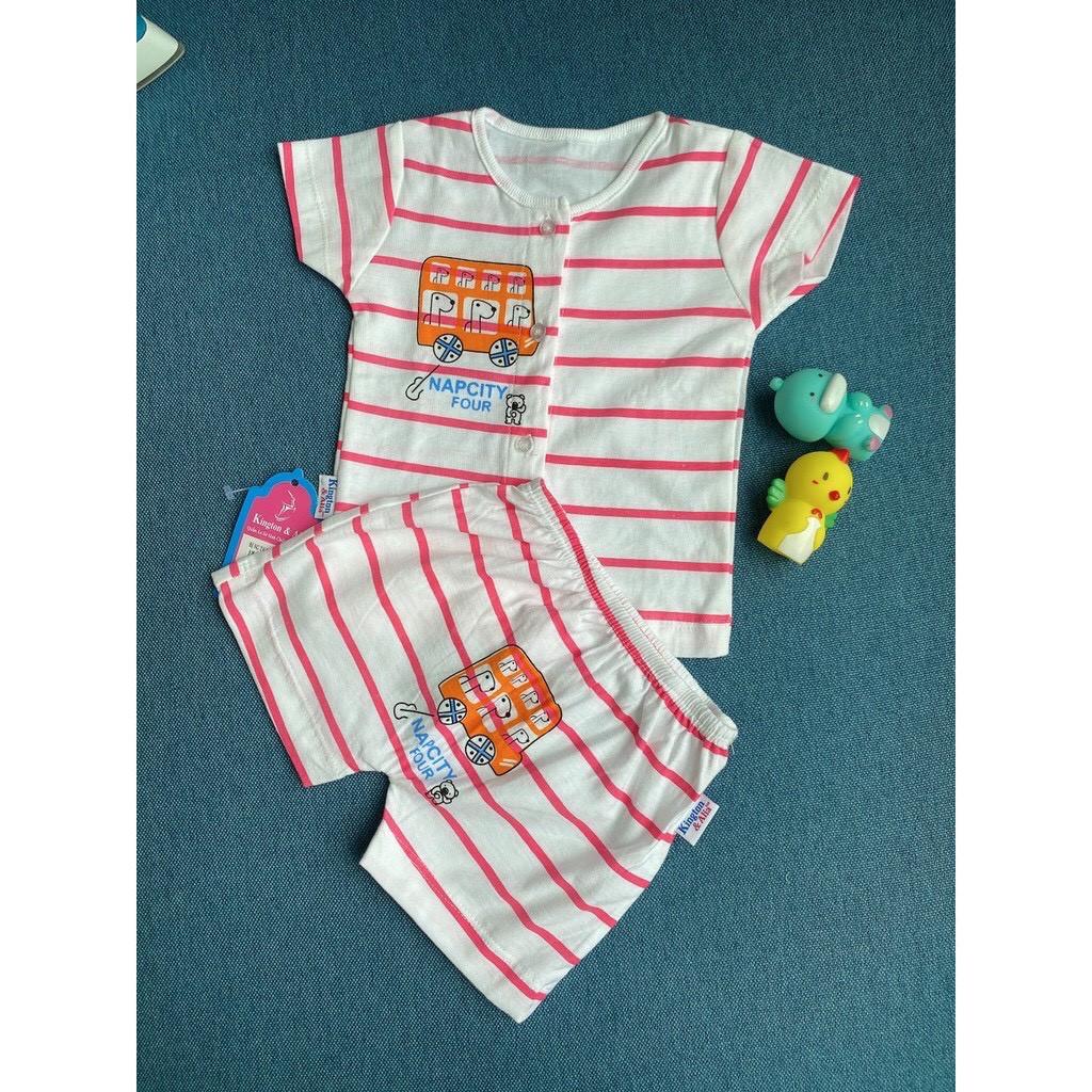 Đồ bộ sơ sinh cài giữa tay ngắn cho bé trai và bé gái 100% cotton