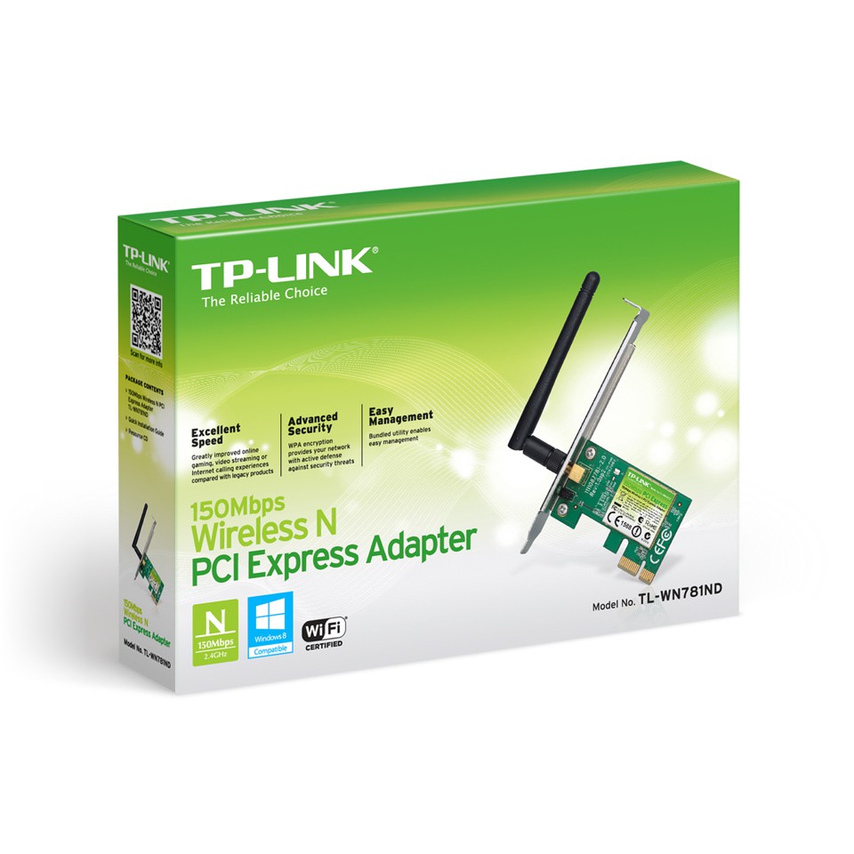 Bộ Chuyển Đổi Wifi Không Dây TP-Link TL-WN781ND PCI Express 150Mbps - Hàng Chính Hãng