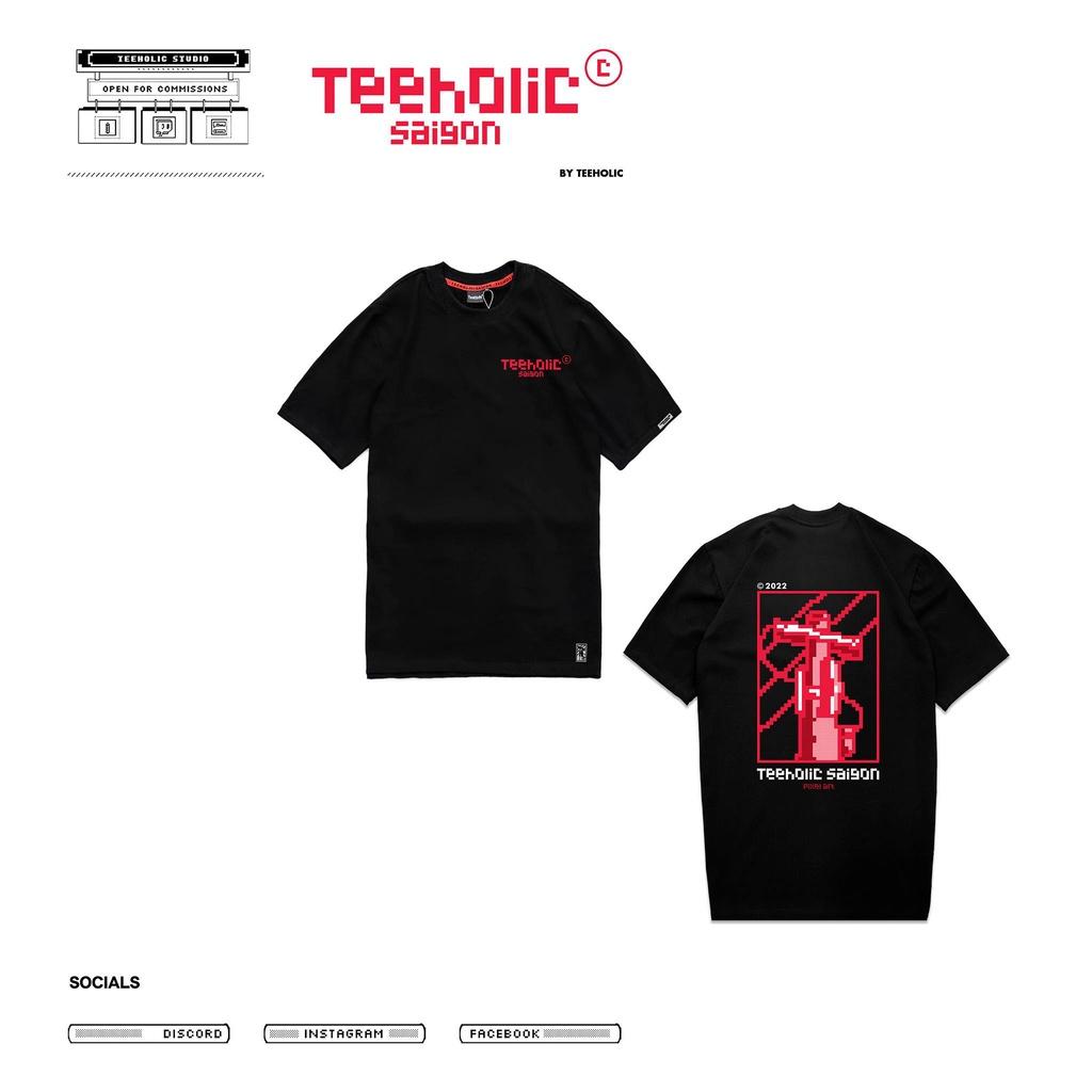 Áo Thun Unisex Form Rộng TeeHolic Logo THS Pixel Màu Đen - Trắng