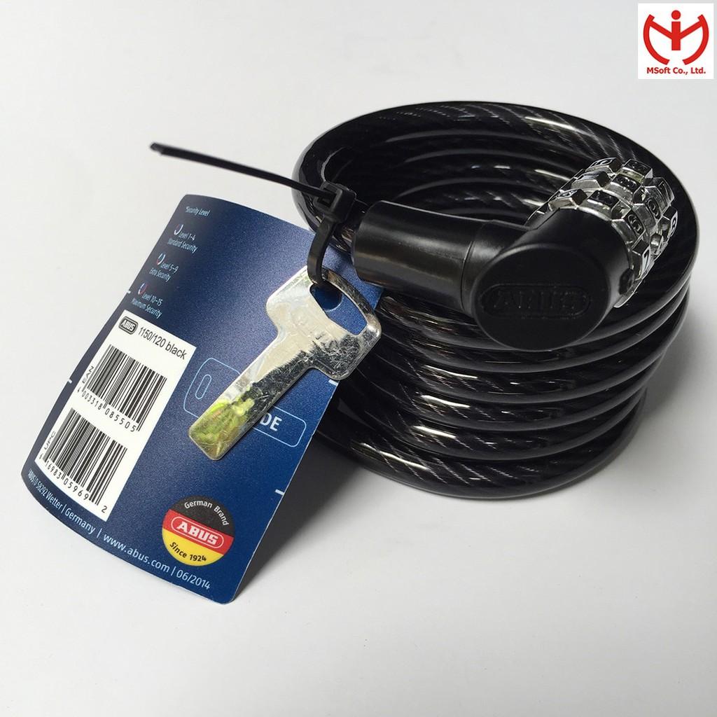 Khóa xe đạp 3 số ABUS 1150/120 Black dây cáp dài 1.2m x 7mm mật mã cố định - MSOFT