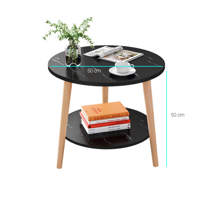 Bàn trà 2 tầng mặt gỗ ốp vân đá, bàn sofa, bàn cafe BAT025