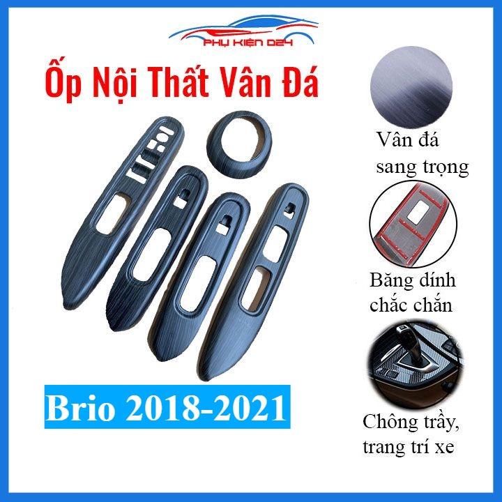 Bộ ốp nội thất Honda Brio 2018-2019-2020-2021 vân đá nhựa ABS trang trí làm đẹp nội thất ô tô