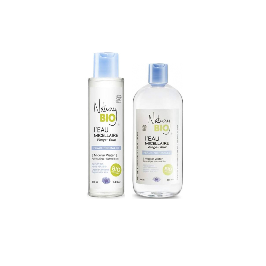 Combo 2 lọ nước tẩy trang Natury Bio I’Eau  Micellar Water For Normal Skin dành cho da thường (100ml +530ml)