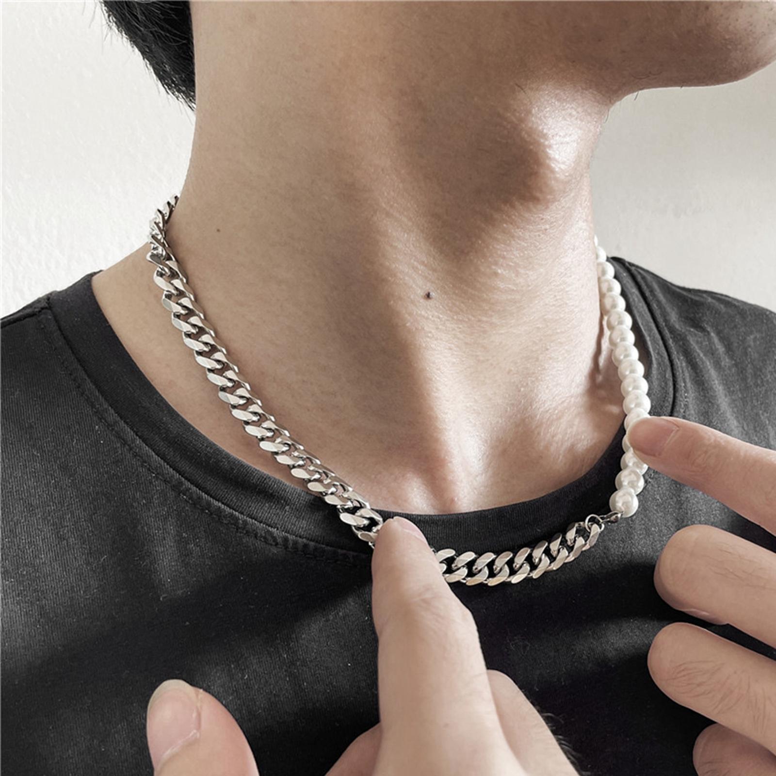 3 Pieces Adjustable Pearl Necklace Bracelet Kit Solid and Flexible Hip Hop