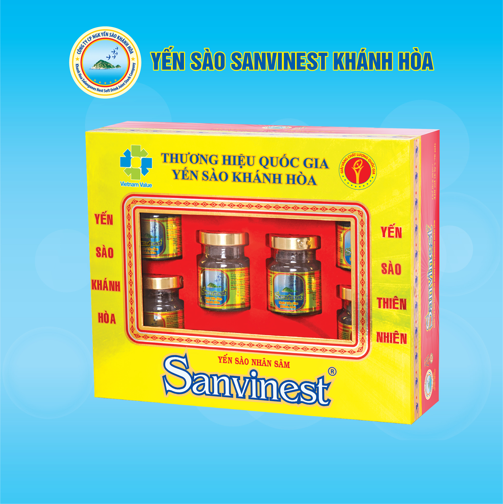 [Hộp 6 lọ] Nước Yến sào Sanvinest Khánh Hòa Fucoidan Nhân sâm - 207