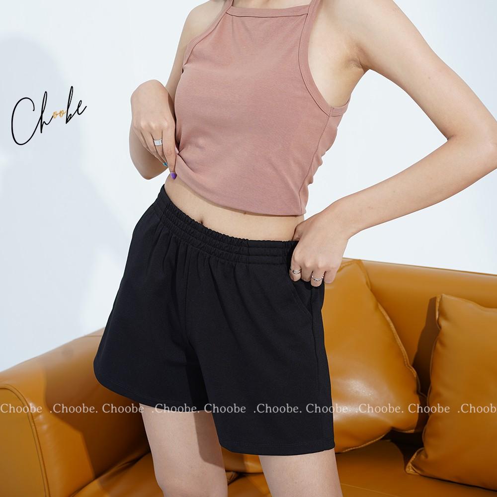 Quần đùi nữ Choobe cạp chun năng động short thể thao thoáng mát kiểu trơn basic - QS03