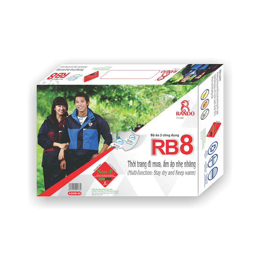 Áo Mưa Bộ 2 Công Dụng Rb8 - Asnm - 88 Thời Trang Đi Mưa, Ấm Áp Nhẹ Nhàng - Giao Màu Ngẫu Nhiên - Xl