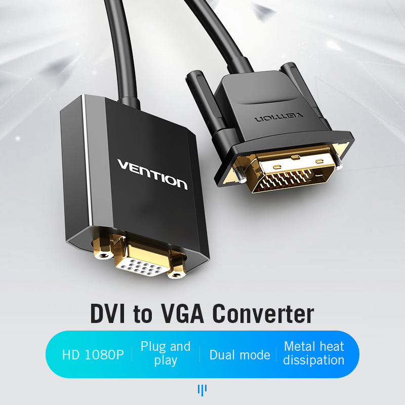 Cáp chuyển đổi DVI(24+1) ra VGA Hỗ trợ độ phân giải 1920x1080-EBABB VENTION- HÀNG CHÍNH HÃNG