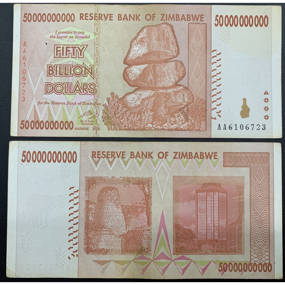 Tờ tiền cổ Zimbabwe 50 Tỷ Dollars của quốc gia châu Phi lạm phát nhất thế giới