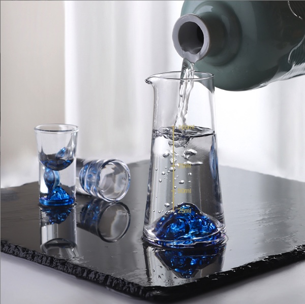 COMBO 6 LY VÀ 1 BÌNH THỦY TINH BLUE MARIS