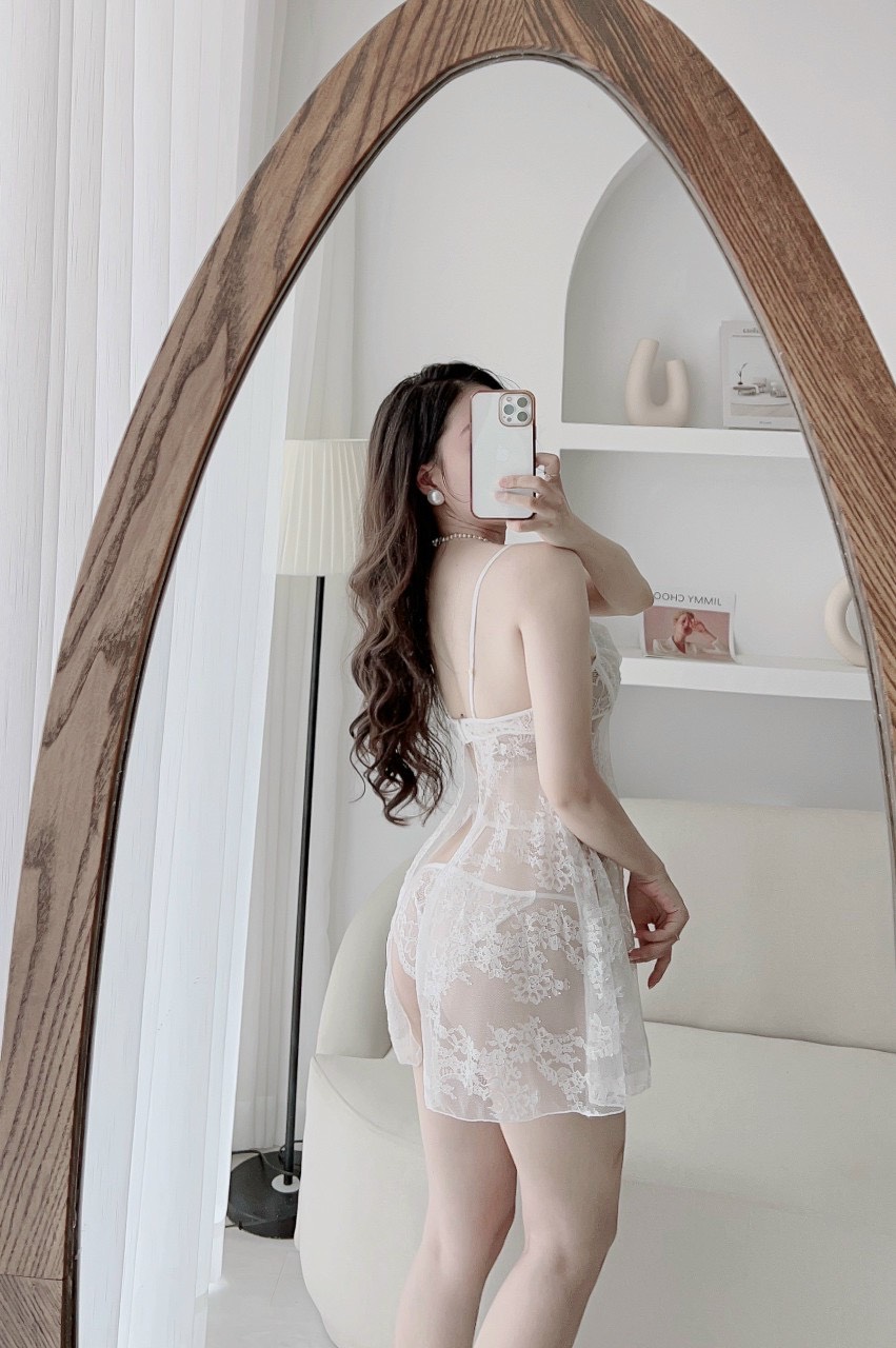 Váy Ngủ Hai Dây Ren Xuyên Thấu - B.Lingerie