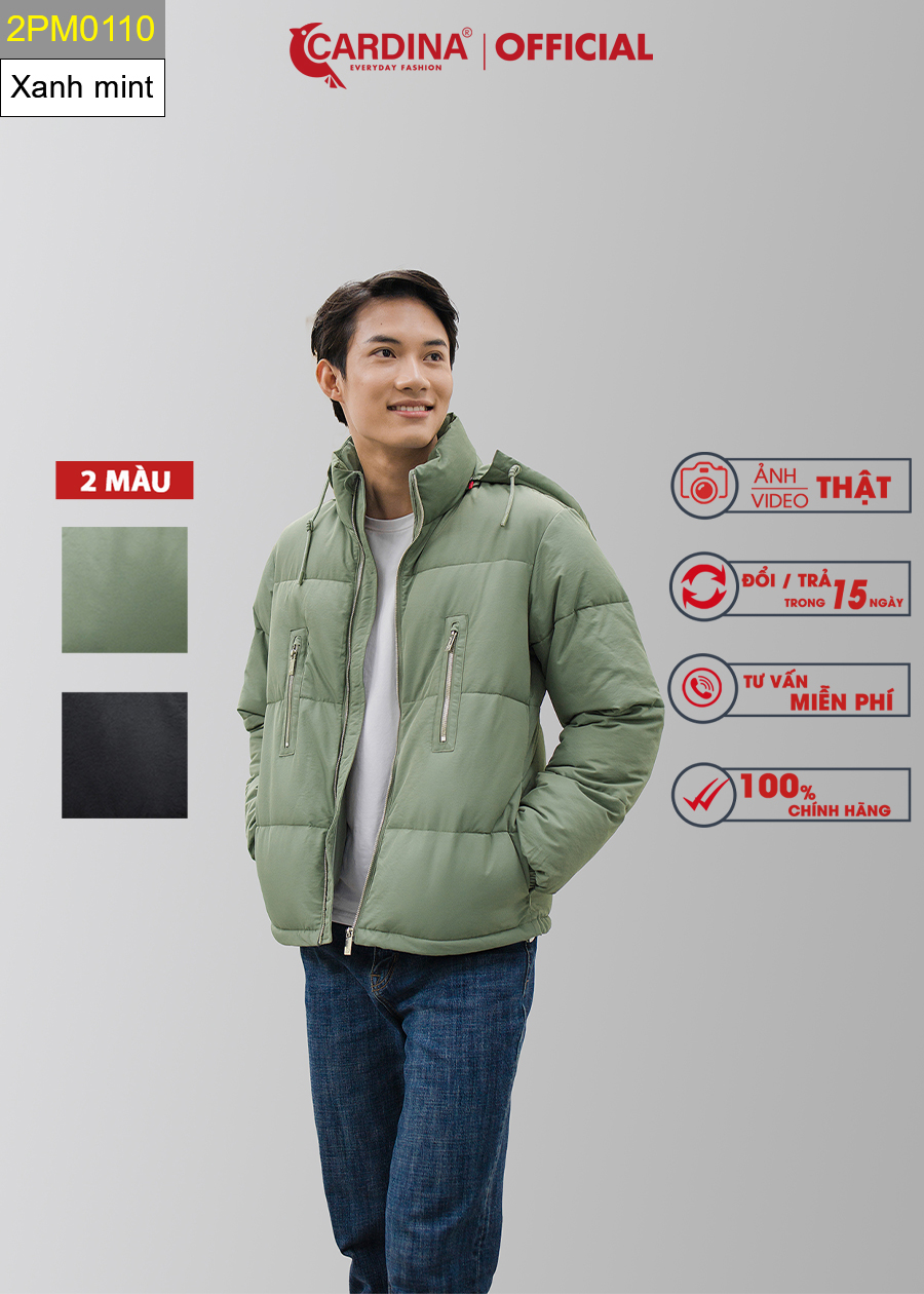 Áo Khoác Nam CARDINA Phao Béo Dáng Ngắn Chần Bông Nhật Cao Cấp Siêu Nhẹ Siêu Ấm 2PM01