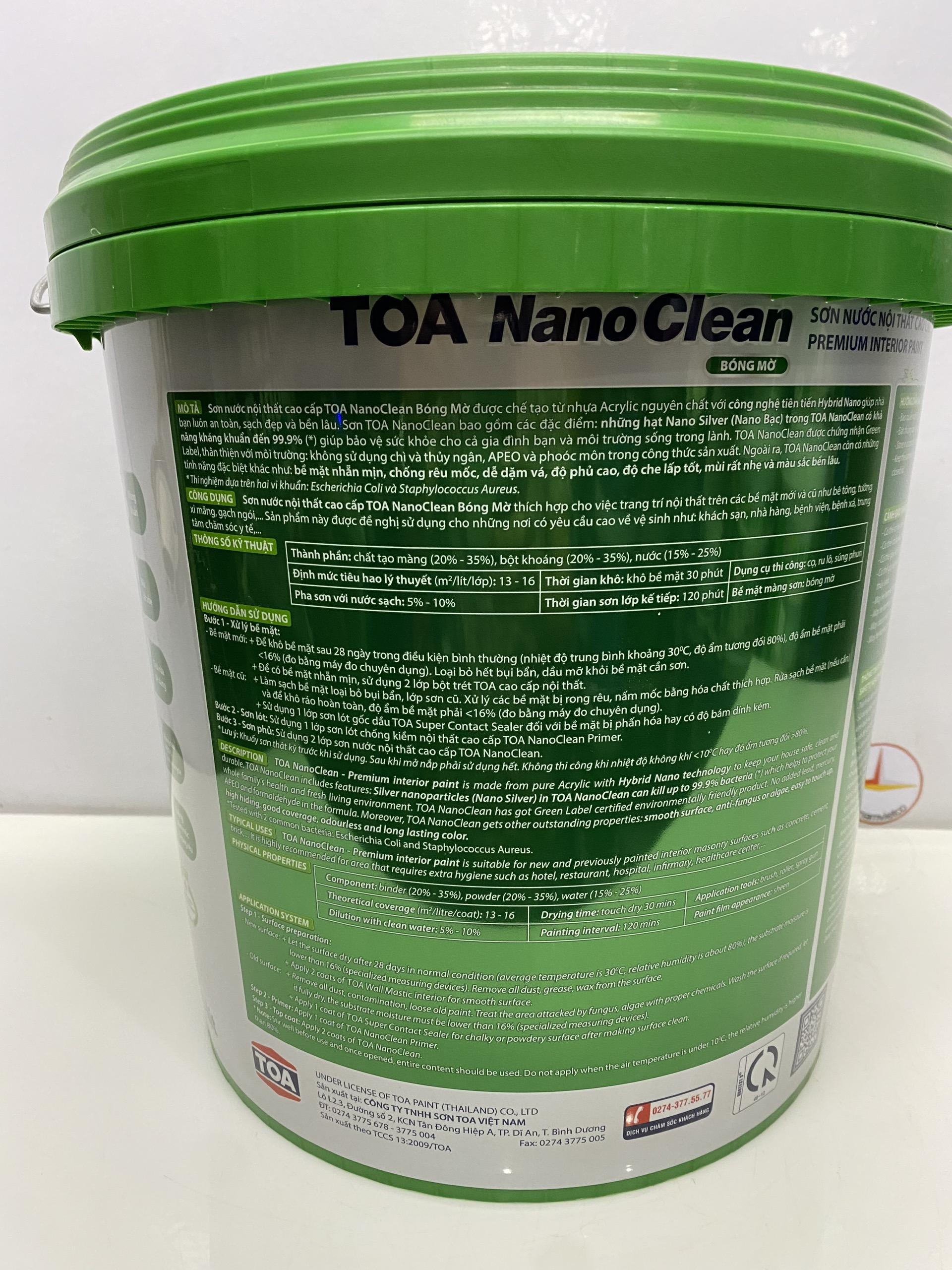 Sơn nước nội thất cao cấp Toa Nanoclean màu xanh lá 7658_ 15L