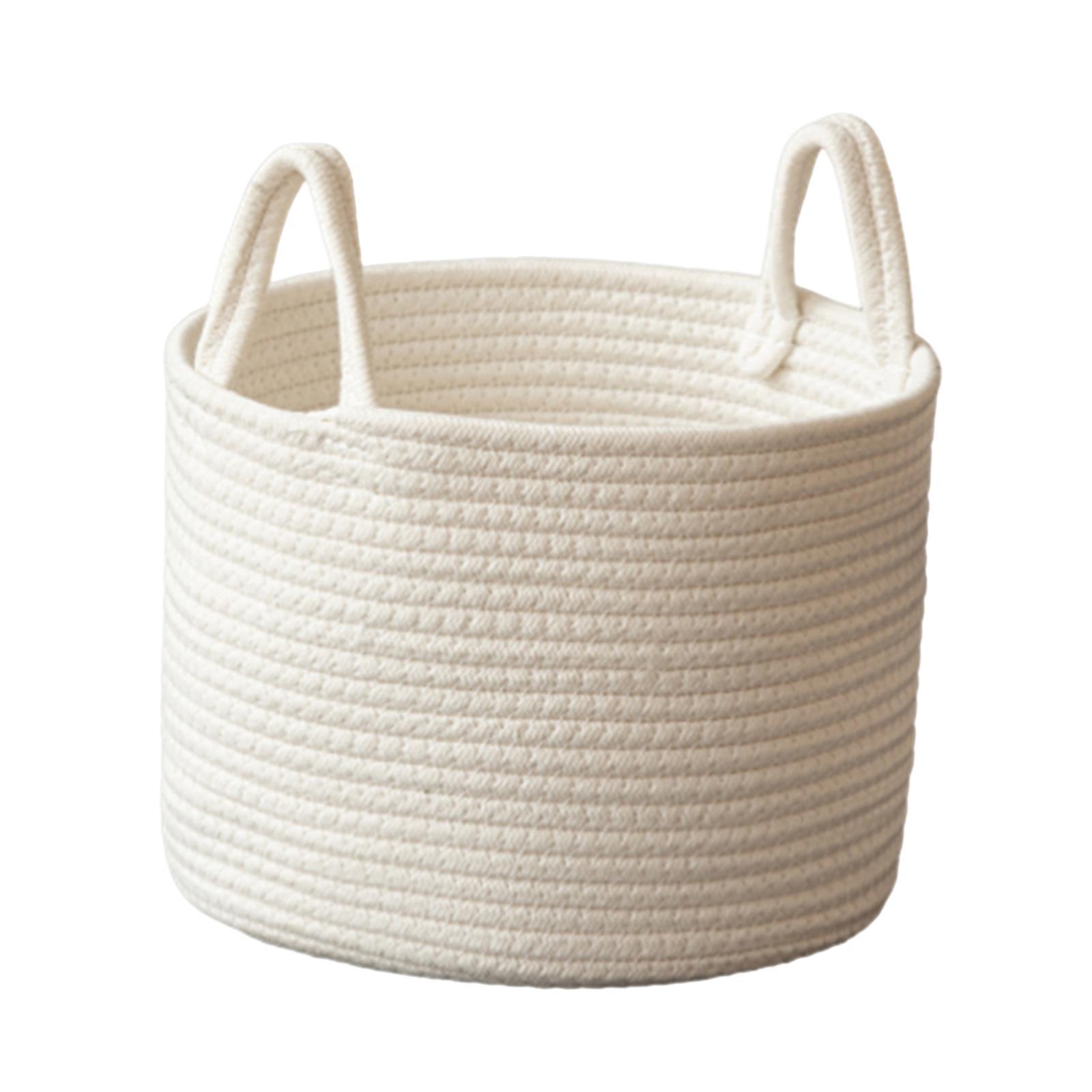 Woven Rope Storage Basket, Boho Storage Basket with Handles, Toys Clothes Organizer, Dirty Clothes Laundry Basket for Dorm, Bedroom, Utility Room