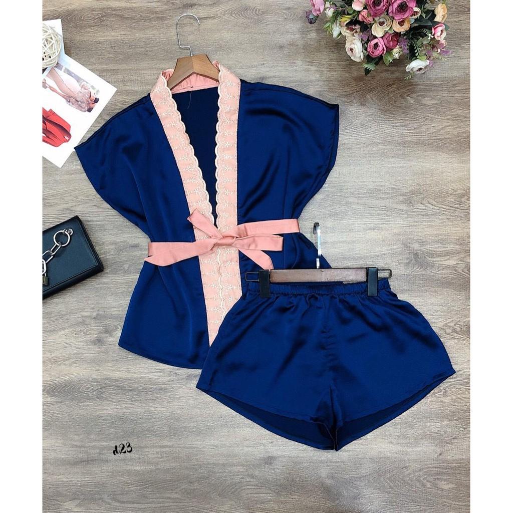 Bộ đồ ngủ áo choàng KIMONO lụa Satin Nhật Bản