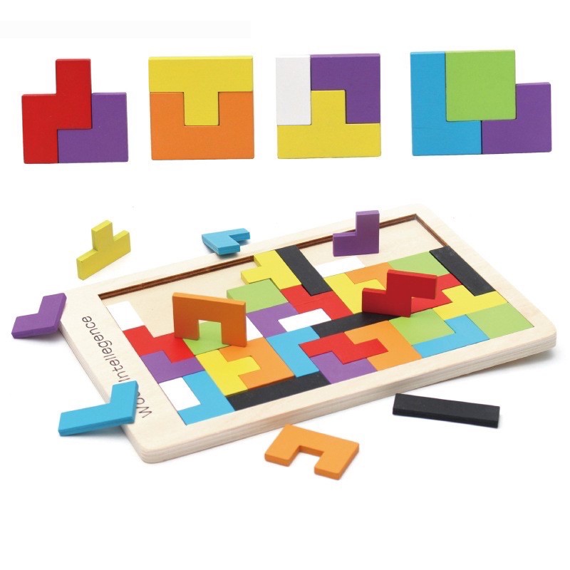 Đồ chơi bảng ghép Tetris Montessori - xếp gạch thông minh cho bé