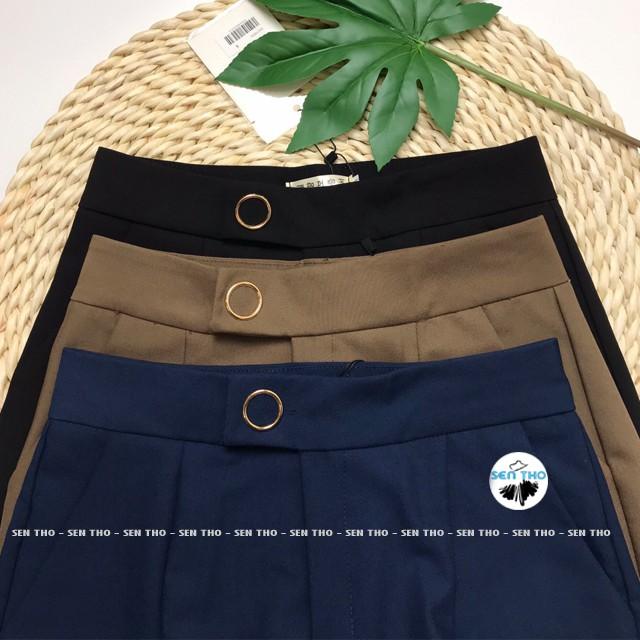 Quần Baggy Nữ Đai Tròn Ống Lệch, Có Cúc Bấm, Quần Công Sở Form Dáng Chuẩn, Chất Vải Cao Cấp