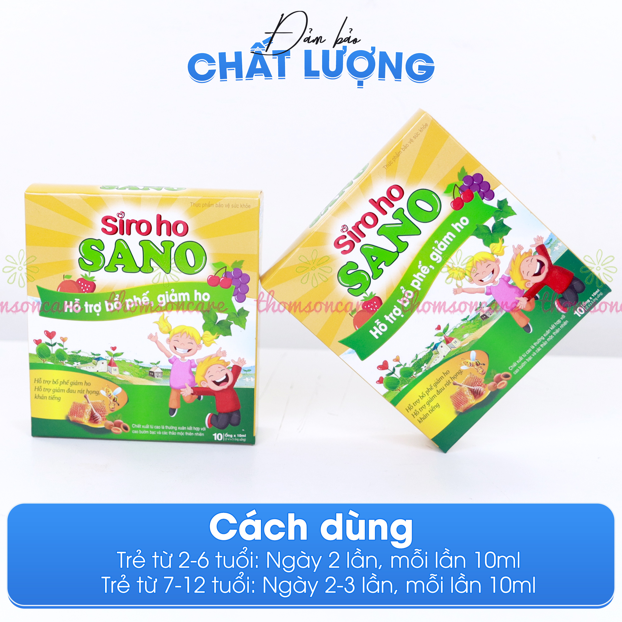 Siro bổ phế, siro ho Sano Sanofia - giúp bổ phế, giảm ho, rát họng, tiêu đờm từ thảo dược - Hộp 10 ống Thomsoncare