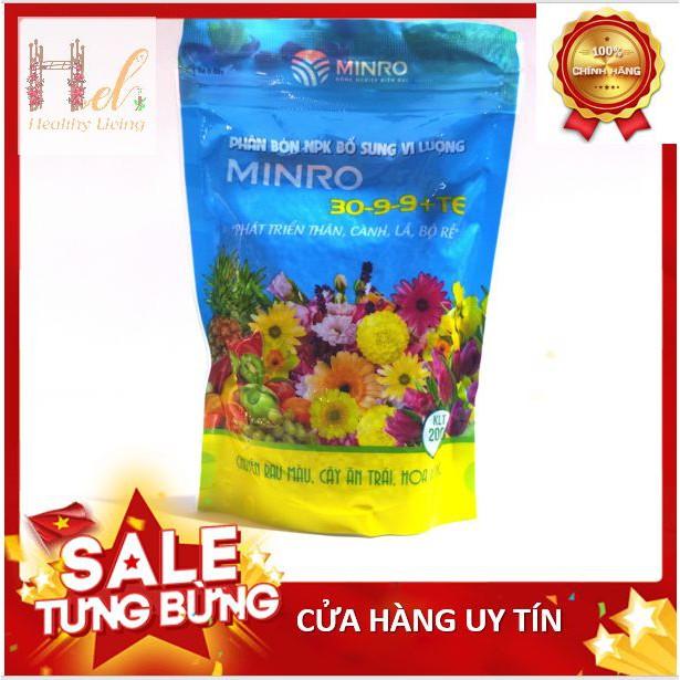 PHÂN BÓN HỖN HỢP NPK MINRO 30-9-9 LOẠI 200gr Trồng Rau Sạch Bằng Đất Sạch, Xơ Dừa