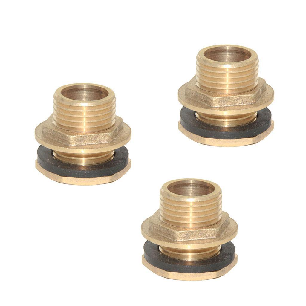 3PCS 3/4" Brass Water Tank Hose Pipe Connector Adapter Fittings with Gasket