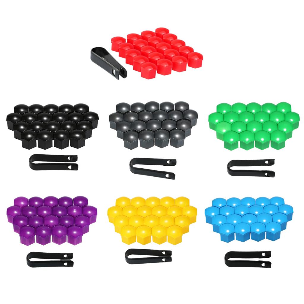 20pcs Universal 19mm Wheel Nut Covers Lug Nut Caps Screw Protector Red