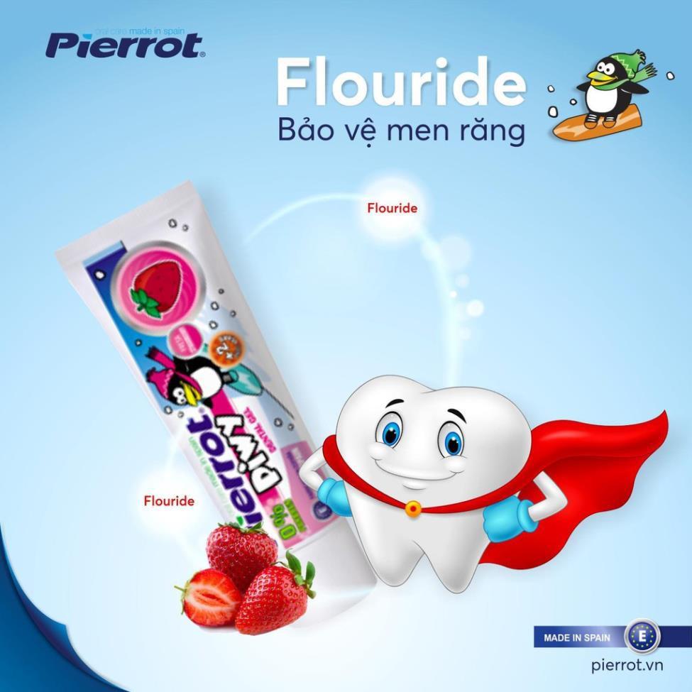 [Tặng 1 cạo lưỡi] Kem đánh răng trẻ em Pierrot hương dâu tây 75ml