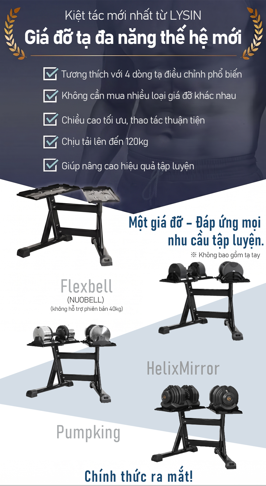 Giá Để Tạ Tay Lysin Đa Năng – Phù Hợp Nhiều Loại Tạ Điều Chỉnh, Bền Bỉ, Tiết Kiệm Không Gian