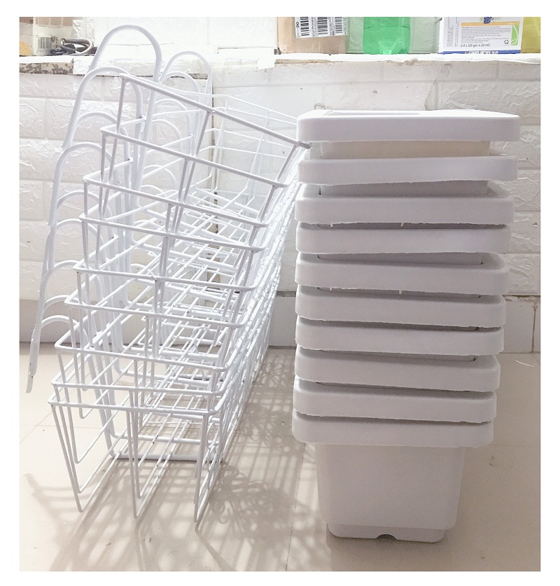10 Chậu/ Khay/ Máng Nhựa Trồng Rau, Trồng Hoa, Cây Cảnh Kích Thước 60X20X16Cm - Màu Trắng