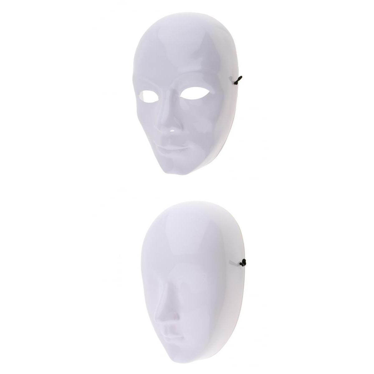 2 Piece DIY Unpainted Mask White Blank Face Mask Masquerade Costume Mask Set
