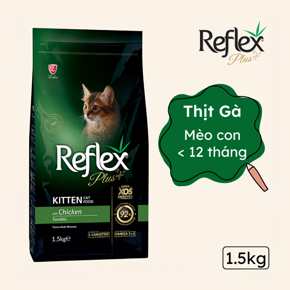 Thức Ăn Hạt Cho Mèo Con Vị Thịt Gà Reflex Plus Kitten Cat Food Chicken 1,5kg - YonaPetshop