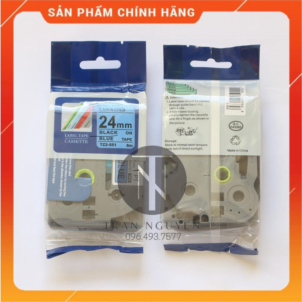 Nhãn In Brother Tz2-551 - Đen nền Dương 24mm x 8m - Hàng nhập khẩu