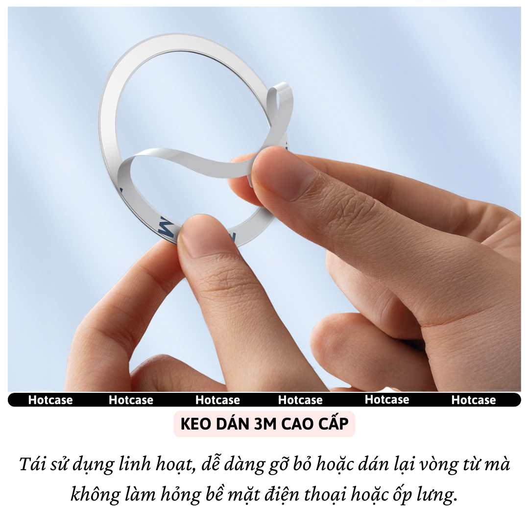 Vòng Nam Châm 3D Hỗ Trợ Sạc Không Dây Từ Tính Cho Điện Thoại HOTCASE Magnetic Ring cho iPhone 16 Pro Max 15 14 13 12 11 X Xs cho Samsung cho Oppo Z Fold Galaxy S - Hàng nhập khẩu