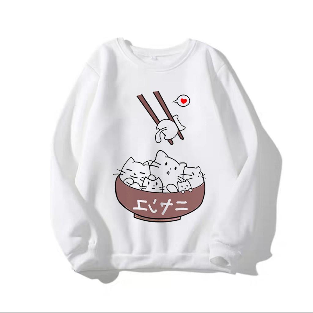Áo Sweater nữ in Mèo Cute