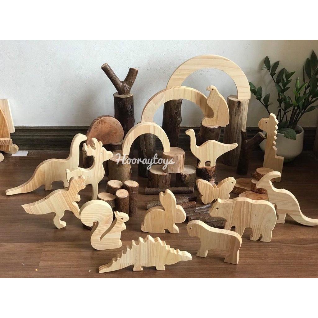 15 con thú gỗ mộc chưa tô màu - Decor nhà cửa