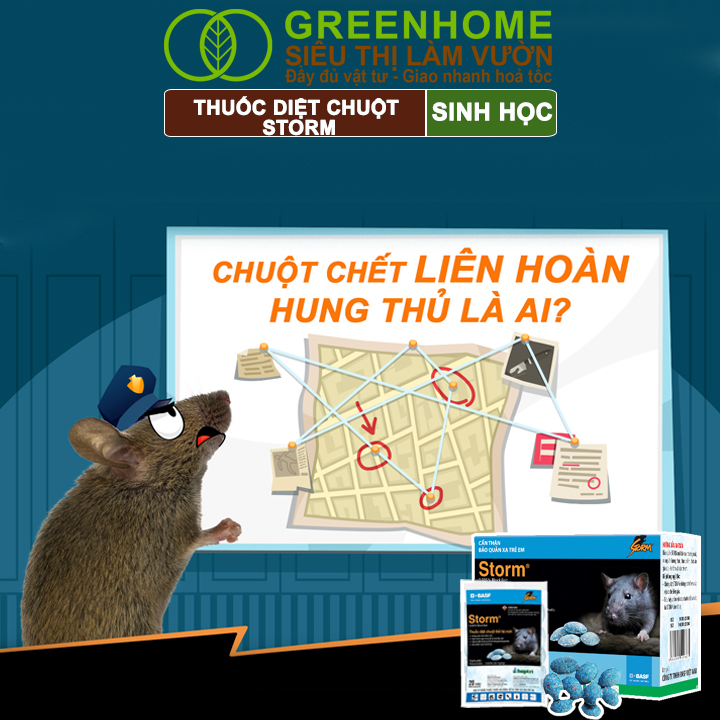 Thuốc Diệt Chuột Greenhome, Storm, Sinh Học Thế Hệ Mới, Tận Gốc, Cả Tổ, An Toàn Với Người, Vật Nuôi