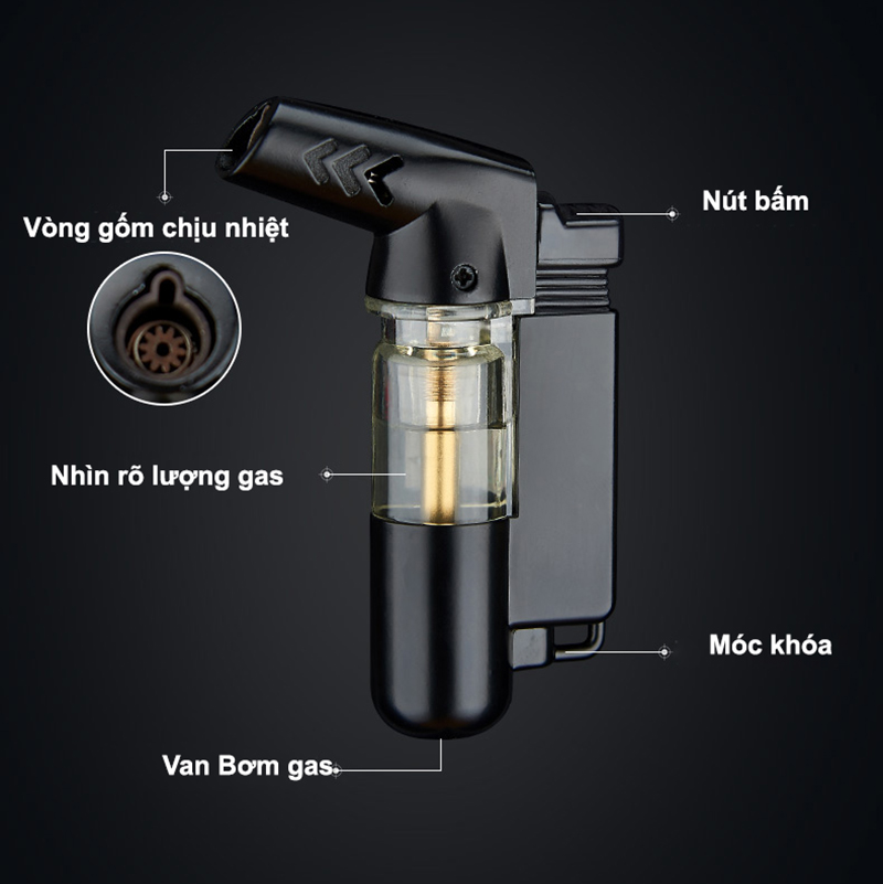 Hột Quẹt Bật Lửa Gas BCK862 Khò 1 Tia Mạnh Mẽ, Nhìn Thấy Lượng Gas - Nhiều Màu