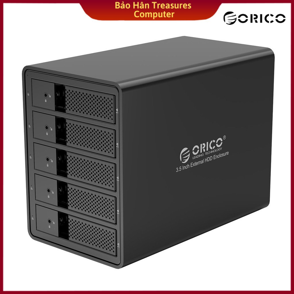 Hộp ổ cứng Orico 9558U3-BK 3.5&quot; 5 khe cắm SATA 3 USB 3.0 Type B - Hàng Chính Hãng