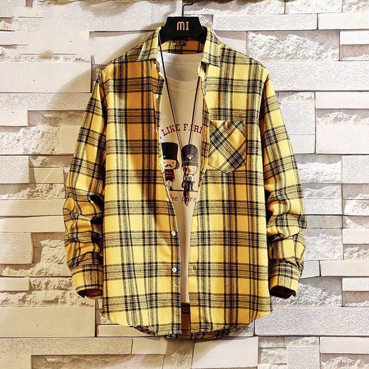 Áo sơ mi kẻ sọc karo flanner unisex nam nữ tay dài chất vải Kate Nỉ dày đẹp - SMF06