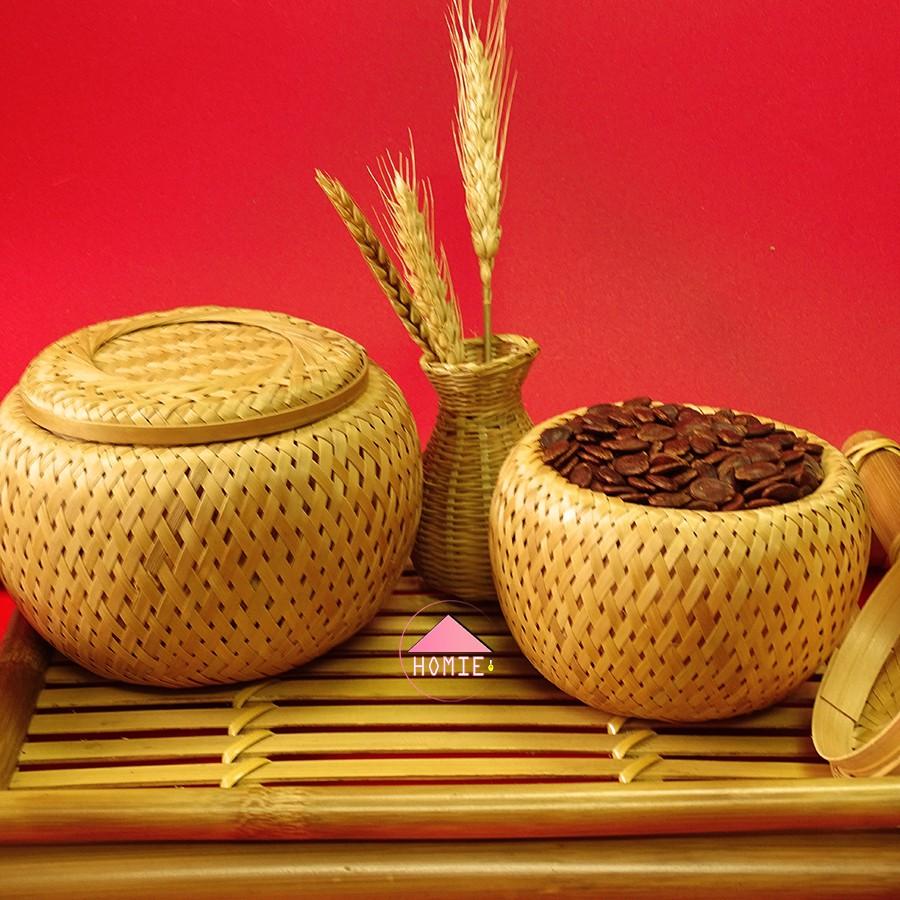 Hộp tre đan 2 lớp đựng đồ dùng đa năng