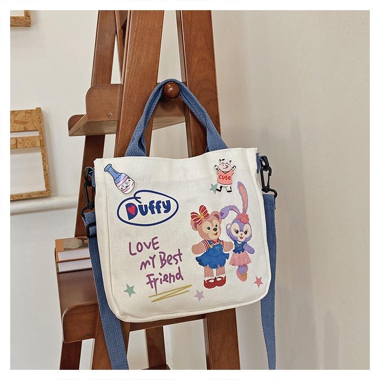 TẶNG KÈM STICK - Túi tote, túi đeo chéo vải Canvas kiểu dáng hoạt hình, ngộ nghĩnh