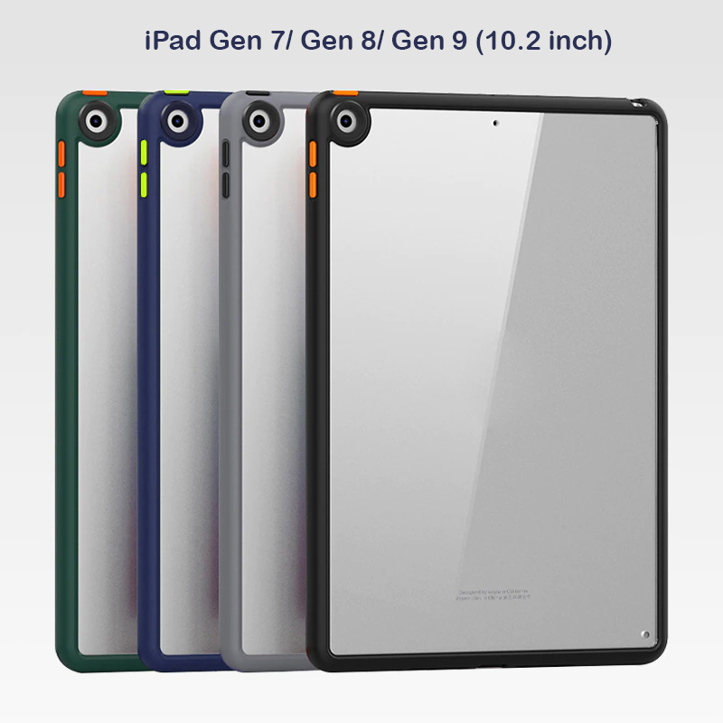 Ốp lưng dành cho iPad Gen 7,8,9 trong suốt Likgus viền màu- Hàng chính hãng