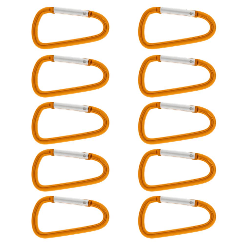 10x Aluminum D-ring Locking Carabiner Keychain Spring Clip Lock Carabiner Hook Outdoor Camping Equipmengt For Outdoor ,Camping, Fishing, Hiking, Traveling