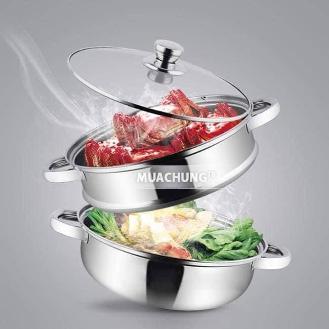 Nồi Hấp Xửng Hấp 2 Tầng Bằng Inox